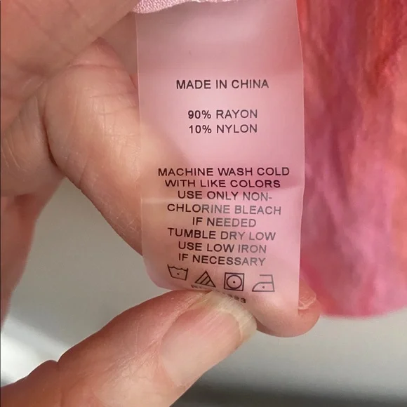 Vince Camuto Afterglow orange pink & white short sleeve blouse 2X - Picture 8 of 9